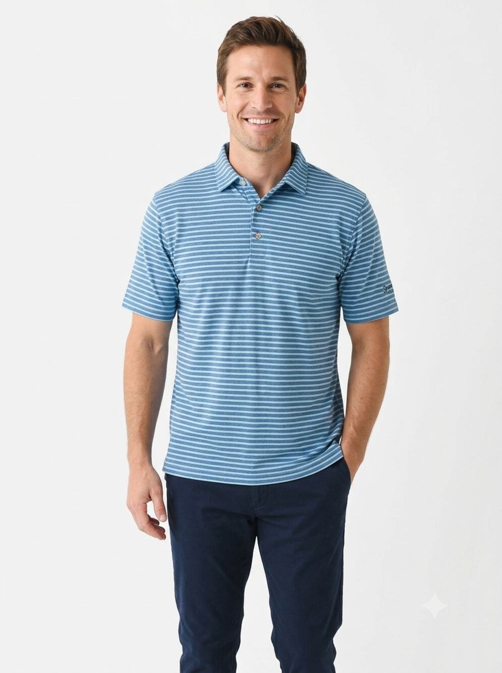 Peter Millar Golf Polo Shirt Mens XL Blue Striped CME Group Tour Championship